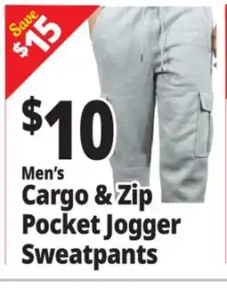 Ocean State Job Lot Men's Cargo & Zip Pocket Jogger Sweatpants offer