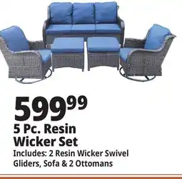 Ocean State Job Lot 5-Piece Resin Wicker Set Blue/Dark Brown offer