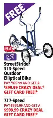Ocean State Job Lot StreetStrider 3i Outdoor Elliptical Bike Blue offer