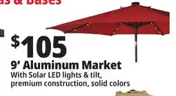 Ocean State Job Lot 9' Aluminum Market Umbrella with Solar LED Lights offer
