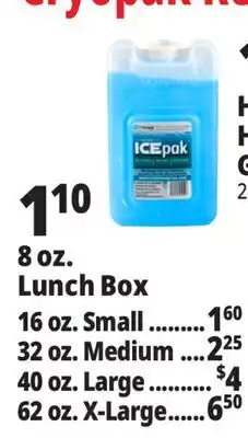 Ocean State Job Lot Cryopak Ice Pack Size offer