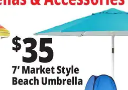 Ocean State Job Lot 7' Market Style Tilting Beach Umbrella offer
