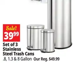 Ocean State Job Lot Set of 3 Stainless Steel Trash Cans offer