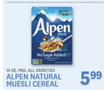 Kings Food Markets ALPEN NATURAL MUESLI CEREAL offer