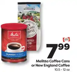 Weis Markets Melitta Coffee Cans or New England Coffee offer