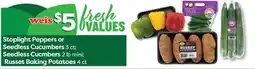 Weis Markets Stoplight Peppers or Seedless Cucumbers 3 ct Seedless Cucmbers 2 lb mini Russet Baking Potatoes 4 ct offer