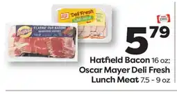 Weis Markets Hatfield Bacon 16 oz Oscar Mayer Deli Fresh Lunch Meat 7.5-9 oz offer