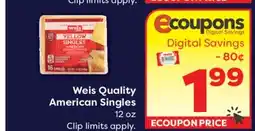 Weis Markets Weis Quality American Singles offer