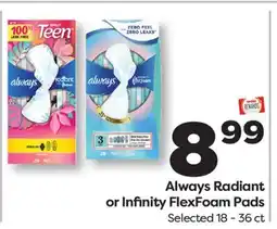 Weis Markets Always Radiant or Infinity FlexFoam Pads offer