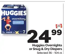 Weis Markets Huggies Overnights or Snug & Dry Diapers offer