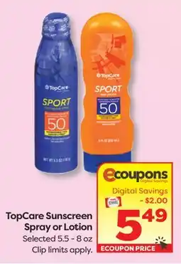 Weis Markets TopCare Sunscreen Spray or Lotion offer