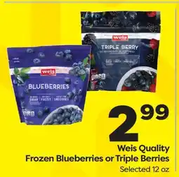 Weis Markets Weis Quality Frozen Blueberries or Triple Berries offer