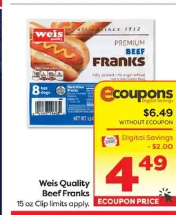 Weis Markets Weis Quality Beef Franks offer