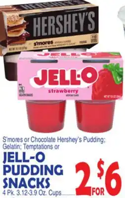 Bravo Supermarkets JELL-O PUDDING SNACKS 4 Pk. 3.12-3.9 Oz. Cups offer