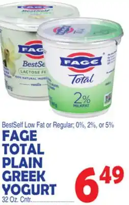 Bravo Supermarkets FAGE TOTAL PLAIN GREEK YOGURT 32 Oz. Cntr offer