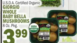 Bravo Supermarkets GIORGIO WHOLE BABY BELLA MUSHROOMS offer