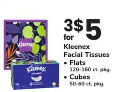 ACME Kleenex Facial Tissues Flats 120-160 ct. pkg. Cubes 50-60 ct. pkg offer