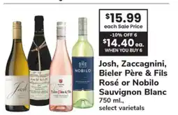 ACME Josh, Zaccagnini, Bieler Père & Fils Rosé or Nobilo Sauvignon Blanc offer