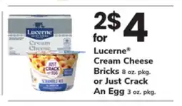 ACME Lucerne Cream Cheese Bricks 8 oz. pkg. or Just Crack An Egg 3 oz. pkg offer