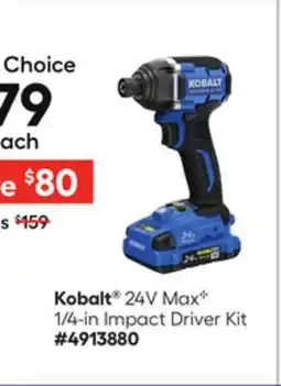 Lowe's 24V MaxC 1/4-in Impact Driver Kit offer