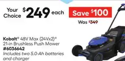 Lowe's 48V Max (24Vx2)B 21-in Brushless Push Mower offer
