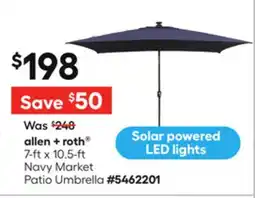 Lowe's 7-ft x 10.5-ft Navy Market Patio Umbrella offer
