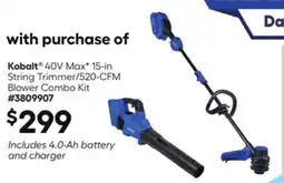 Lowe's 40V MaxV 15-in String Trimmer/520-CFM Blower Combo Kit offer