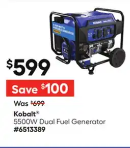 Lowe's 5500W Dual Fuel Generator offer
