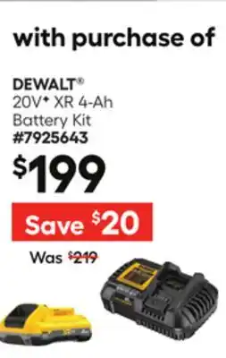 Lowe's 20VF XR 4-Ah Battery Kit offer