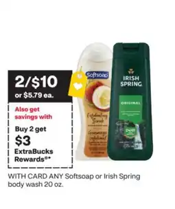 CVS ANY Softsoap or Irish Spring body wash offer