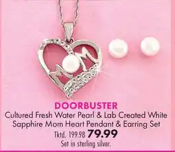 Boscov's Cultured Fresh Water Pearl & Lab Created White Sapphire Mom Heart Pendant & Earring Set offer