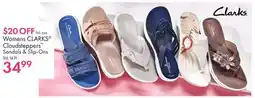 Boscov's Womens CLARKS Cloudsteppers Sandals & Slip-Ons offer