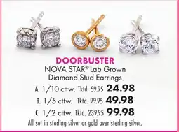 Boscov's NOVA STAR Lab Grown Diamond Stud Earrings offer