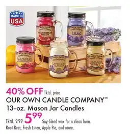 Boscov's OUR OWN CANDLE COMPANY 13-oz. Mason Jar Candles offer