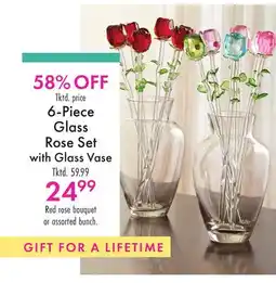 Boscov's 6-Piece Glass Rose Set with Glass Vase offer