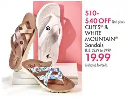 Boscov's CLIFFS & WHITE MOUNTAIN Sandals offer