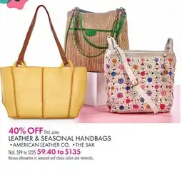 Boscov's LEATHER & SEASONAL HANDBAGS offer