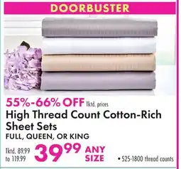 Boscov's High Thread Count Cotton-Rich Sheet Sets offer