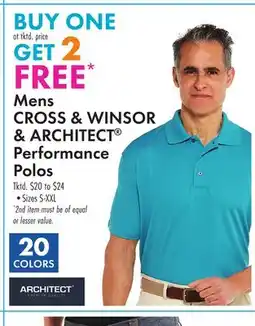 Boscov's Mens CROSS & WINSOR & ARCHITECT Performance Polos offer