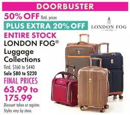 Boscov's LONDON FOG Luggage Collections offer