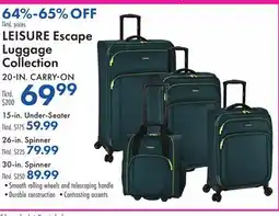 Boscov's LEISURE Escape Luggage Collection offer