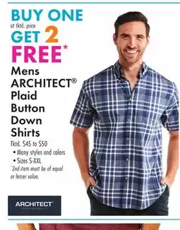 Boscov's Mens ARCHITECT Plaid Button Down Shirts offer