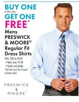Boscov's Mens PRESWICK & MOORE Regular Fit Dress Shirts offer