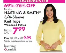 Boscov's HASTING & SMITH 3/4-Sleeve Knit Tops offer