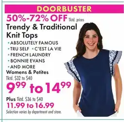 Boscov's Trendy & Traditional Knit Tops offer