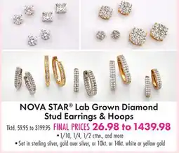 Boscov's NOVA STAR Lab Grown Diamond Stud Earrings & Hoops offer
