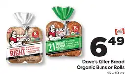 Weis Markets Dave's Killer Bread Organic Buns or Rolls offer