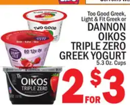 C Town DANNON OIKOS TRIPLE ZERO GREEK YOGURT offer
