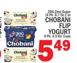 C Town CHOBANI FLIP YOGURT, 4 Pk. 4.5 Oz. Cups offer