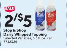 Stop&Shop Stop & Shop Dairy Whipped Topping offer